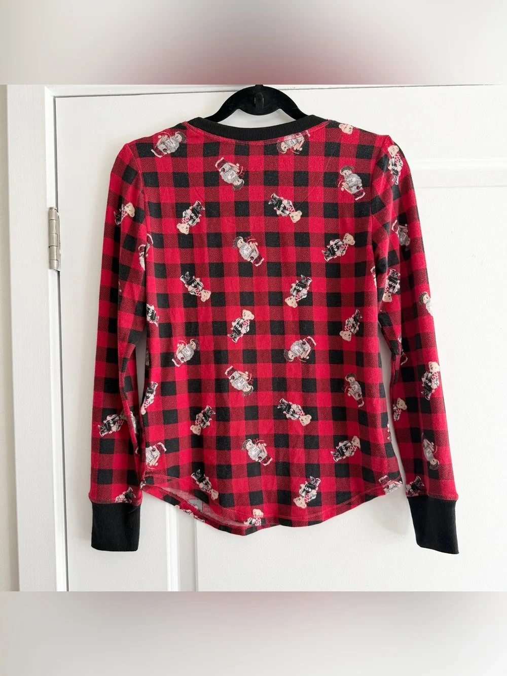 Polo Ralph Lauren Red & Black Plaid Bear Long Sleeve Pajama Shirt
